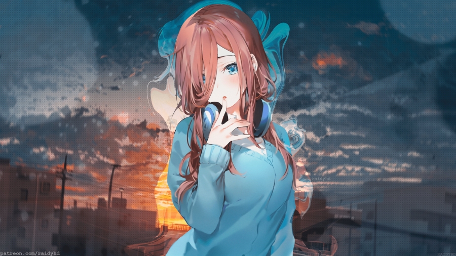 动漫女孩、中野三玖《五等分的新娘》可爱萌妹子、4k动漫壁纸