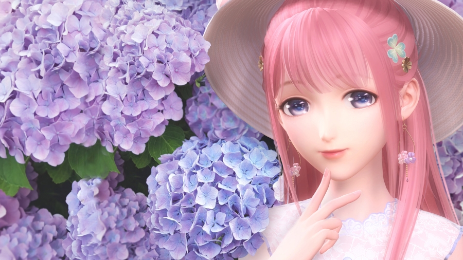 魔卡动漫少女闪耀暖暖、紫色花朵中的可爱动漫少女4k电脑动漫壁纸