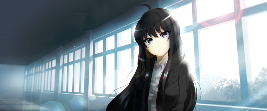 盯着你的动漫女孩高清带鱼屏3440x1440动漫女生4k壁纸